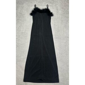 California Concepts Dress Women Small Black Feathers 90s Whimsigoth Vamp Read